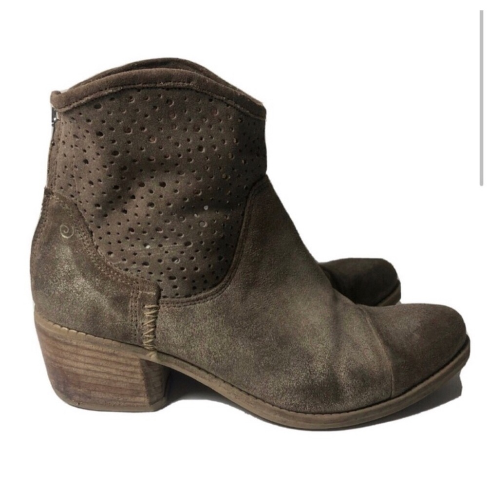 Khrio Anthropologie Taupe Suede Booties. Size 37. Shows some general wear.